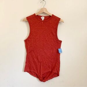 Free People Intimately All the Time Orange Sleeveless Bodysuit Small